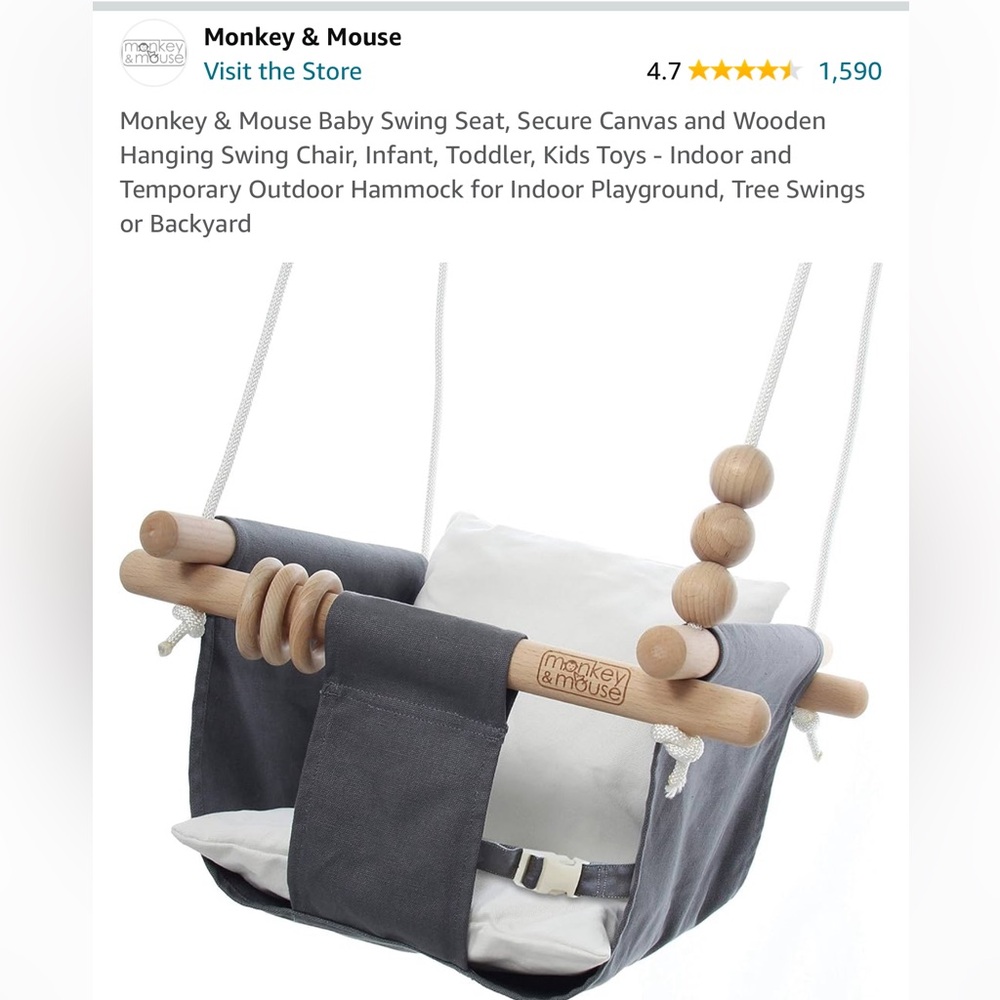 Monkey and Mouse baby canvas swing